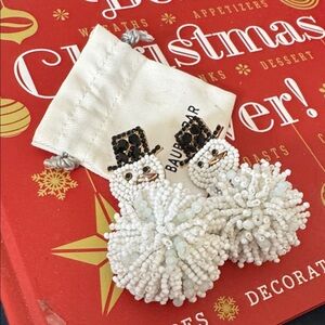 BaubleBar Festive Snowman Earrings with Black and White Beads